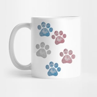 Subtle Floral Paw Prints Flag Mug